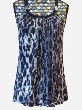 Black and grey leopard print top with braided straps
